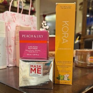 KORA Organics Turmeric Mask and Peach & Lily Cream Set, Mask Me overnight Mask